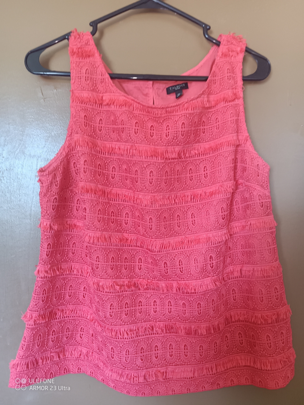 Talbots Coral Lace Tank Top
